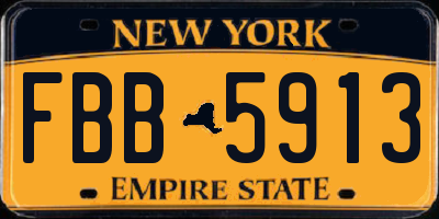 NY license plate FBB5913