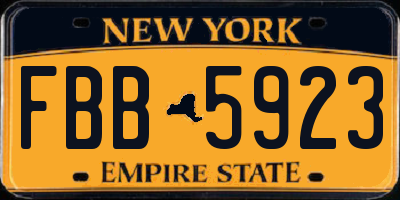 NY license plate FBB5923