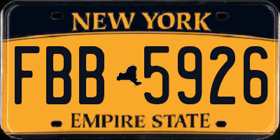 NY license plate FBB5926