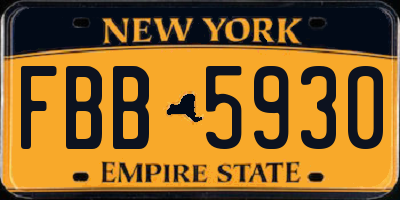 NY license plate FBB5930