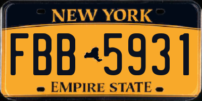 NY license plate FBB5931