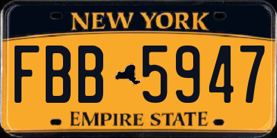 NY license plate FBB5947