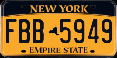 NY license plate FBB5949