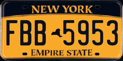 NY license plate FBB5953