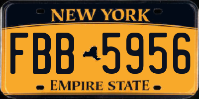 NY license plate FBB5956