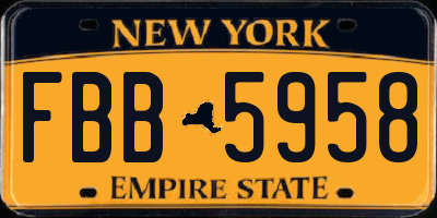 NY license plate FBB5958