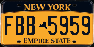 NY license plate FBB5959