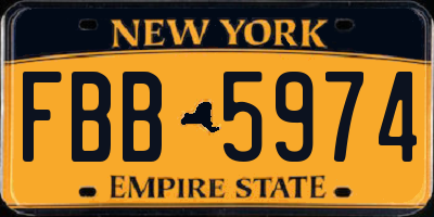 NY license plate FBB5974