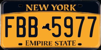 NY license plate FBB5977