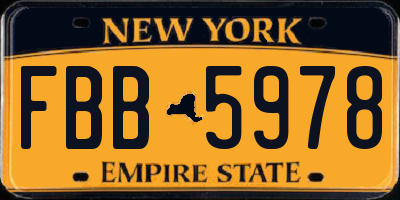 NY license plate FBB5978