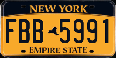 NY license plate FBB5991
