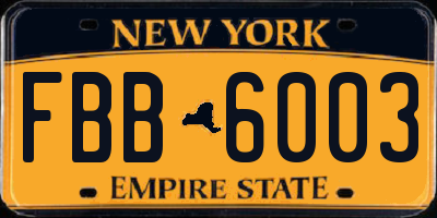 NY license plate FBB6003