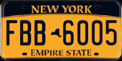 NY license plate FBB6005
