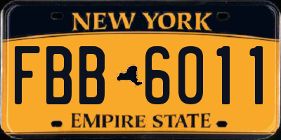 NY license plate FBB6011