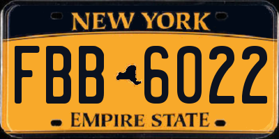 NY license plate FBB6022