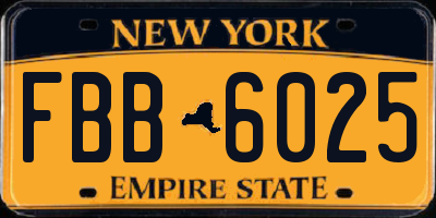 NY license plate FBB6025