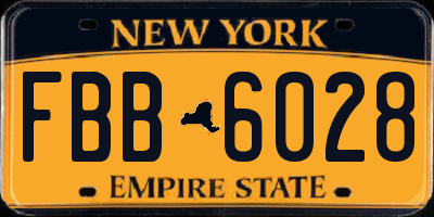 NY license plate FBB6028