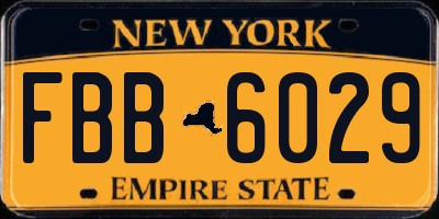 NY license plate FBB6029