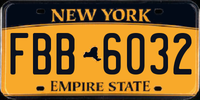 NY license plate FBB6032