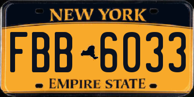 NY license plate FBB6033