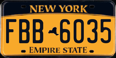 NY license plate FBB6035