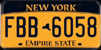 NY license plate FBB6058