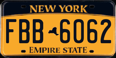 NY license plate FBB6062
