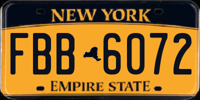 NY license plate FBB6072