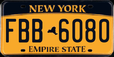NY license plate FBB6080