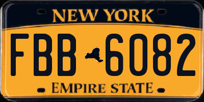 NY license plate FBB6082
