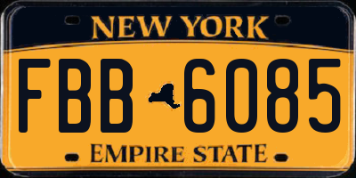 NY license plate FBB6085