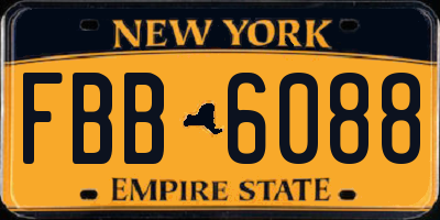 NY license plate FBB6088