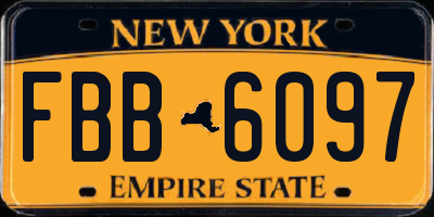 NY license plate FBB6097