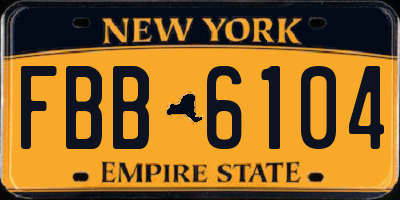 NY license plate FBB6104