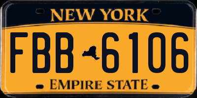 NY license plate FBB6106