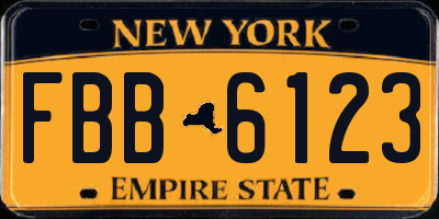 NY license plate FBB6123
