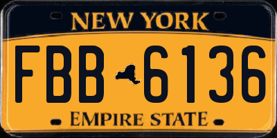 NY license plate FBB6136