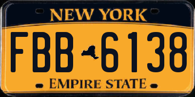 NY license plate FBB6138