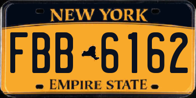 NY license plate FBB6162
