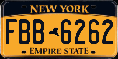 NY license plate FBB6262