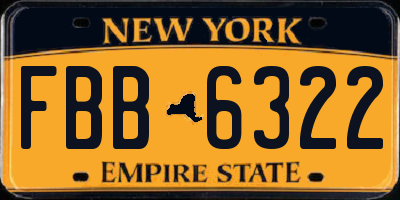 NY license plate FBB6322