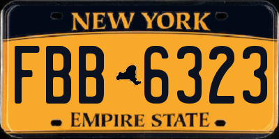 NY license plate FBB6323
