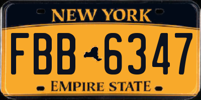 NY license plate FBB6347