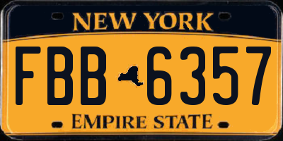 NY license plate FBB6357
