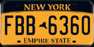 NY license plate FBB6360