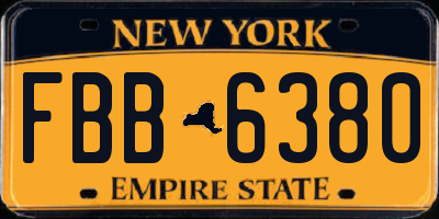 NY license plate FBB6380