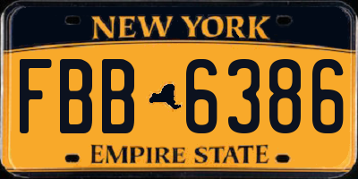 NY license plate FBB6386
