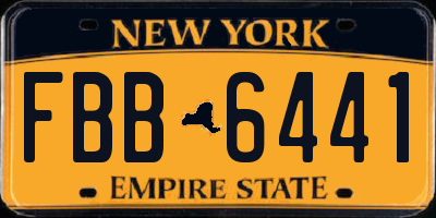 NY license plate FBB6441
