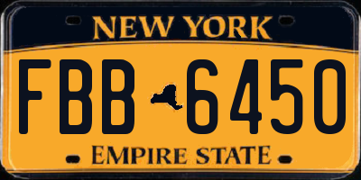 NY license plate FBB6450