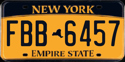 NY license plate FBB6457